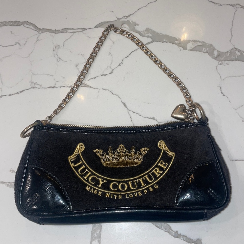 Retro Y2K Juicy Couture Black Mini Purse Baguette Small Shoulder Purse Mid-00s